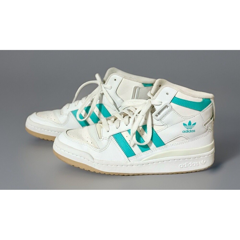adidas Forum Mid White Mint Rush Womens 9.5 Teal Turquoise Gum Shoes GY3672